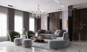 نمونه طراحی رومی اتاق نشیمن